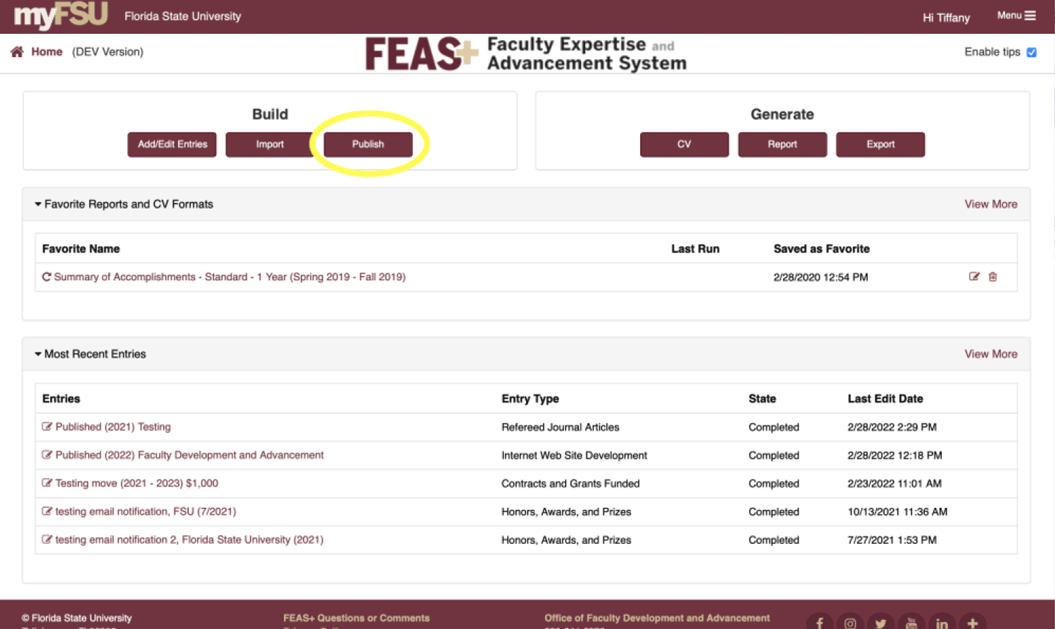 click publish button
