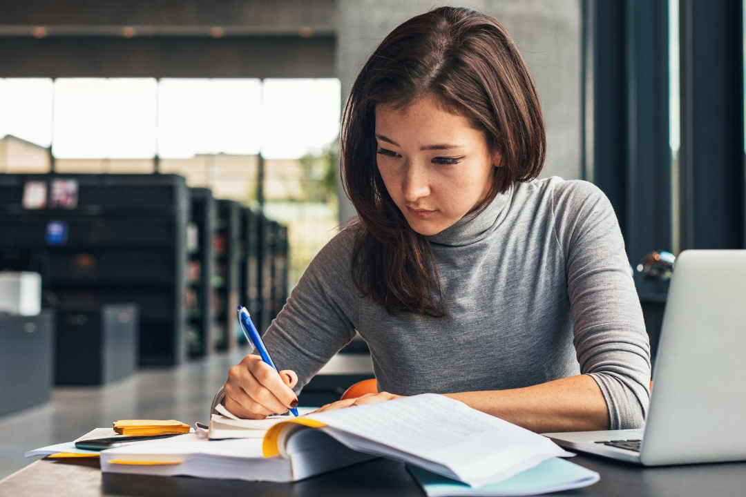 woman studying